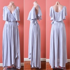 Free People Wrap Fiona Maxi RAINBLUE Dress M